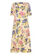 Floral Stretch Cotton Midi Dress Knælang Kjole Multi/patterned Lauren ...