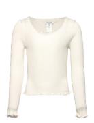 Silk T-Shirt Tops T-shirts Long-sleeved T-Skjorte Cream Rosemunde Kids