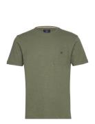 Ctn Linen Pocket Tee Tops T-Kortærmet Skjorte Khaki Green Hackett Lond...