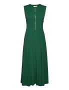 Long Midi Length Zipped Dress Knælang Kjole Green IVY OAK