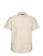 Ss Cttn Textured Dob Tops Shirts Short-sleeved Cream Original Penguin