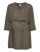 Mlmercy 3/4 Woven Tunic Noos Eco A. Tops Tunics Green Mamalicious