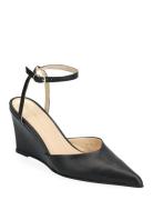 Polly Black Leather Pumps Shoes Heels Pumps Sling Backs Black ALOHAS