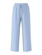 Slfviva-Gulia Mw Long Linen Pant Noos Bottoms Trousers Wide Leg Blue S...