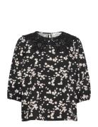 Lilith Print Top Tops Blouses Long-sleeved Black Modström