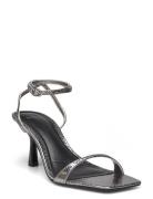 Metallic Straps Sandals Sandal Med Hæl Silver Mango