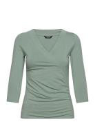 Surplice Jersey Top Tops Blouses Long-sleeved Green Lauren Ralph Laure...