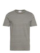 Striped Tee S/S Tops T-Kortærmet Skjorte Green Lindbergh