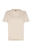 Pcria Ss Solid Tee Jrs Noos Bc Tops T-shirts & Tops Short-sleeved Beig...