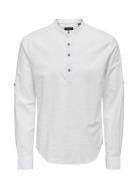 Onscaiden Ls Halfplacket Linen Shirt Tops Shirts Casual White ONLY & S...