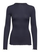 Silk T-Shirt Tops T-shirts & Tops Long-sleeved Navy Rosemunde