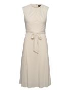 Bubble Crepe Cap-Sleeve Dress Knælang Kjole Cream Lauren Ralph Lauren