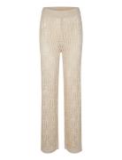 Elleny Knit Trousers Bottoms Trousers Straight Leg Beige Second Female