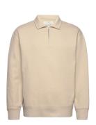 Logo Half Zip Tops Sweatshirts & Hoodies Sweatshirts Beige GANT