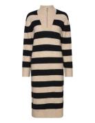 Objminna L/S Zip Knit Dress Dresses Knitted Dresses Beige Object