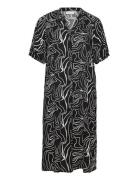 Cardes Allie S/S Calf Dress Aop Knælang Kjole Black ONLY Carmakoma