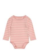 Body Ls W. Yd Stripe Bodies Long-sleeved Pink Fixoni