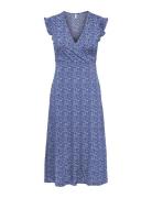 Onlmay Life S/L Wrap Midi Dress Jrs Knælang Kjole Blue ONLY