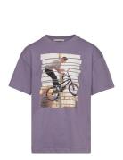 Over Printed T-Shirt Tops T-Kortærmet Skjorte Purple Tom Tailor