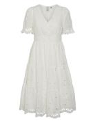 Yaskanikka 2/4 Midi Dress Knælang Kjole White YAS