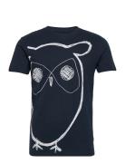 Aop Owl Tee - Gots/Vegan Tops T-Kortærmet Skjorte Black Knowledge Cott...