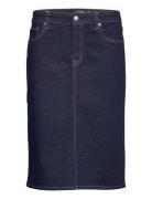 Denim Skirt Knælang Nederdel Blue Lauren Ralph Lauren