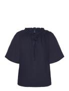 Vmemilie Ss Top Wvn Ce Tops Blouses Short-sleeved Navy Vero Moda