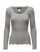 Rwbabette Ls U-Neck Lace Top Tops T-shirts & Tops Long-sleeved Grey Ro...