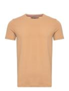 Stretch Slim Fit Tee Tops T-Kortærmet Skjorte Beige Tommy Hilfiger