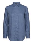 Relaxed Fit Linen Roll Tab–Sleeve Shirt Tops Shirts Long-sleeved Blue ...