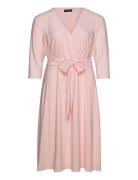 Surplice Jersey Dress Knælang Kjole Pink Lauren Women