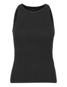 Katy Rib Tank Top Tops T-shirts & Tops Sleeveless Black Bruuns Bazaar