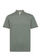 Slhfave Zip Ss Polo Noos Tops Polos Short-sleeved Khaki Green Selected...