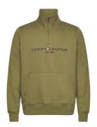 Tommy Logo Mockneck Tops Sweatshirts & Hoodies Sweatshirts Khaki Green...