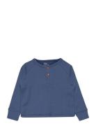 Rib Jersey T-Shirt W. Ls Tops T-shirts Long-sleeved T-Skjorte Blue Cop...