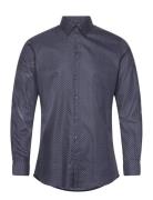 Slhslimsoho-Ethan Aop Shirt Ls Noos Tops Shirts Casual Navy Selected H...