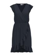 Vimo Y S/S Wrap Flounce Dress /1/Ka Kort Kjole Navy Vila