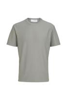 Slhrelax-Plisse Tee Ex Tops T-Kortærmet Skjorte Green Selected Homme