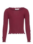 Silk T-Shirt Tops T-shirts Long-sleeved T-Skjorte Burgundy Rosemunde K...