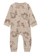 Nightsuit W/O Feet W.aop Pyjamas Sie Jumpsuit Beige Fixoni