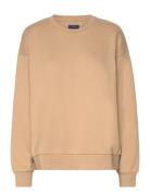 G Badge C-Neck Tops Sweatshirts & Hoodies Sweatshirts Beige GANT