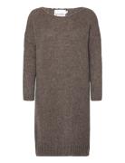 Kala Knit Dress Knælang Kjole Brown Noella