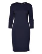 Ponte Three-Quarter-Sleeve Dress Knælang Kjole Navy Lauren Ralph Laure...