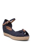 Basic Open Toe Mid Wedge Sko Med Kilehæl Blue Tommy Hilfiger