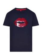 Tnlips S_S Tee Tops T-Kortærmet Skjorte Black The New