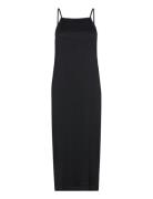 Structure Strap Dress Knælang Kjole Black Bubbleroom