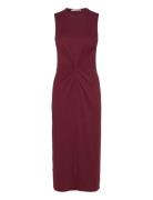 Midi-Dress With Draped Detail Knælang Kjole Burgundy Mango