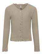 Koglaila L/S Button Top Jrs Tops T-shirts Long-sleeved T-Skjorte Beige...