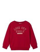 Nmnlew Ls Nreg Swe Bru Tops Sweatshirts & Hoodies Sweatshirts Red Name...