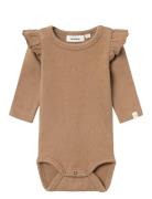 Nbfthoro Ls Slim Body Lil Bodies Long-sleeved Brown Lil'Atelier